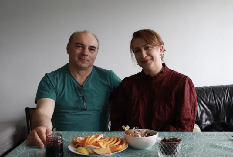 Narine Aruşanyan və həyat yoldaşı Mher Gevorqyan. Foto Lilit Şahverdyan/OC Media